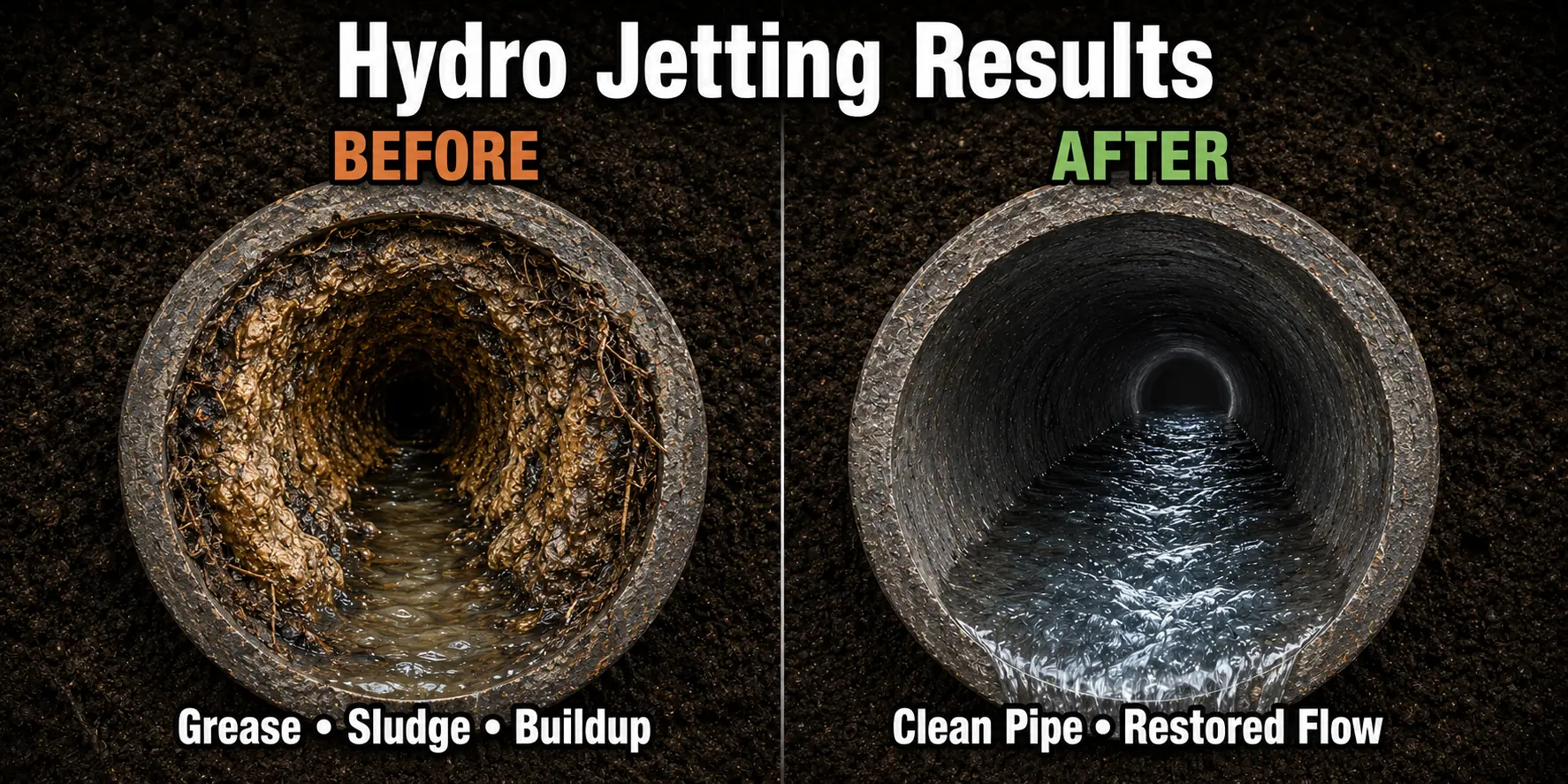 Prince William County Virginia Hydro Jetting Before After