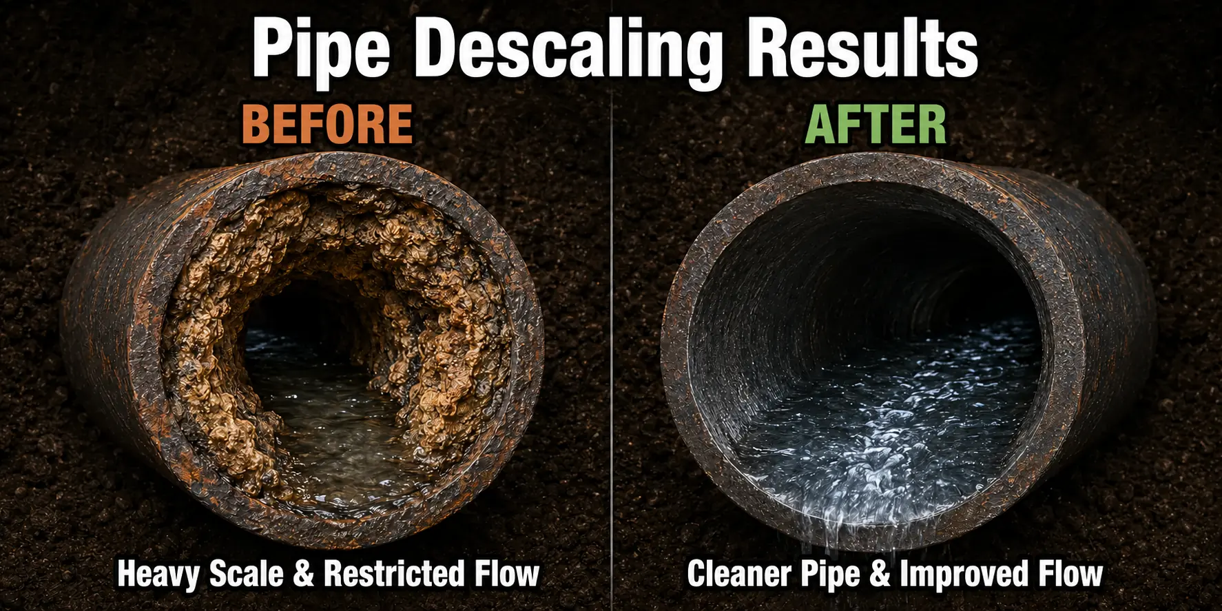 Prince William County Virginia Pipe Descaling Before After